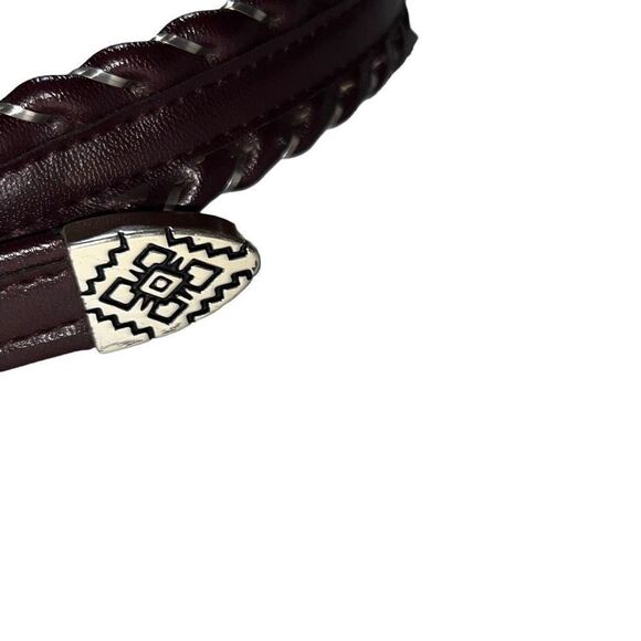 Vintage Genuine Steel Lace Belt Brown w/Silver Hardware Southwestern Belt - Picture 3 of 12